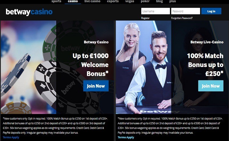 Betway Casino Welcome Offer