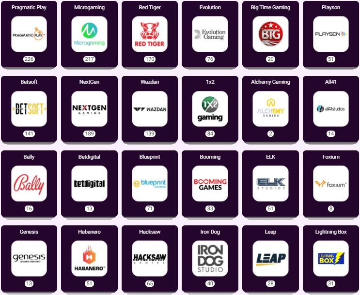 Boo Casino software providers