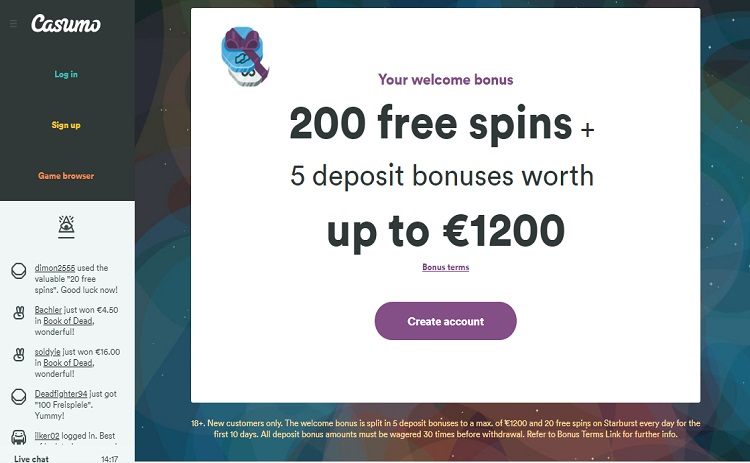 Casumo casino bonus
