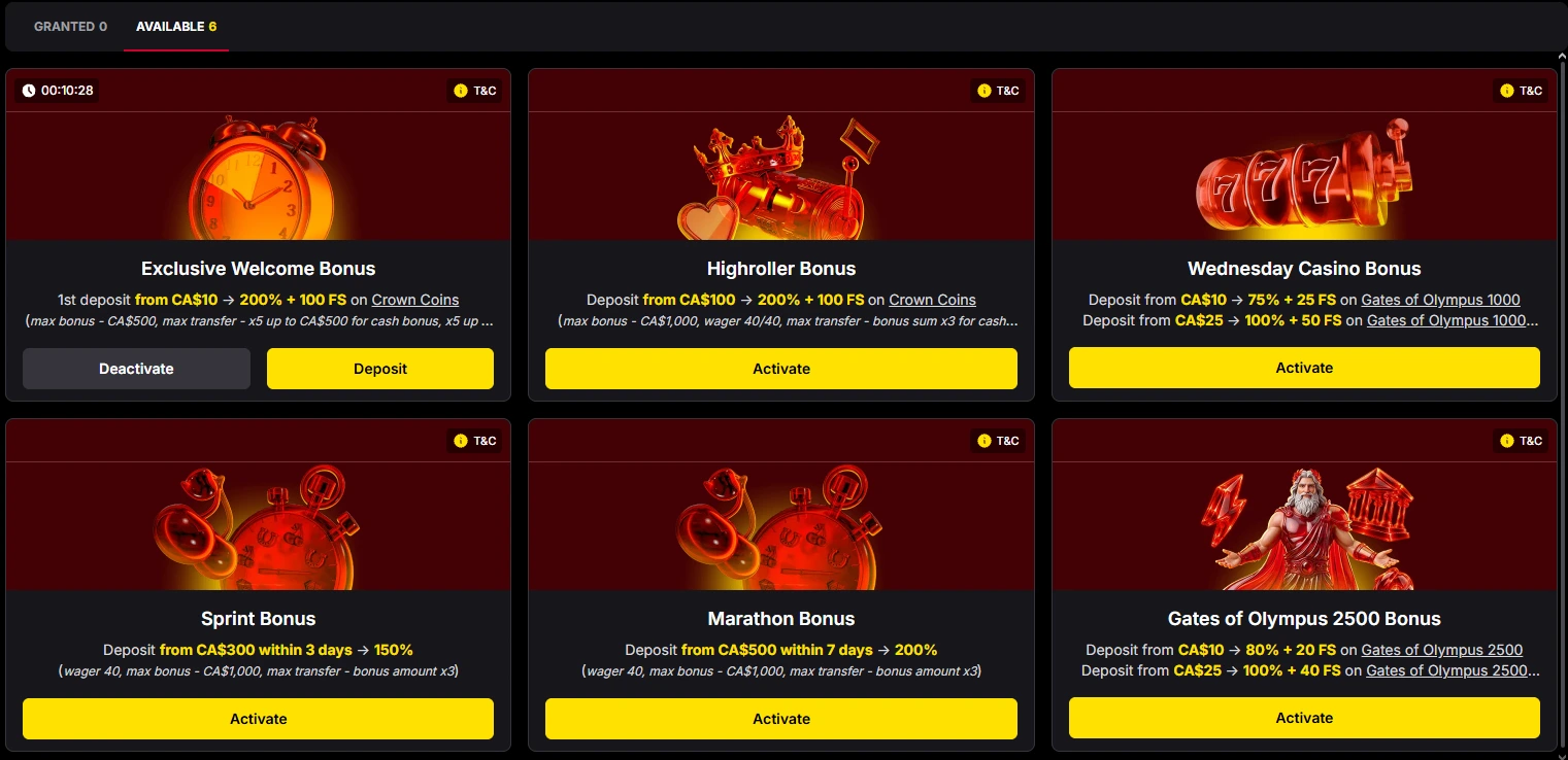FieryPlay bonuses