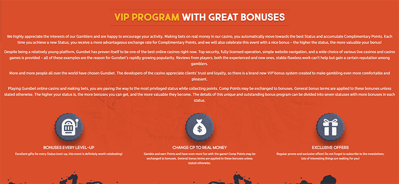 Gunsbet Casino VIP Casino Loyalty Program