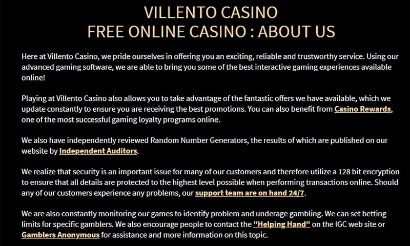 is villento casino legit