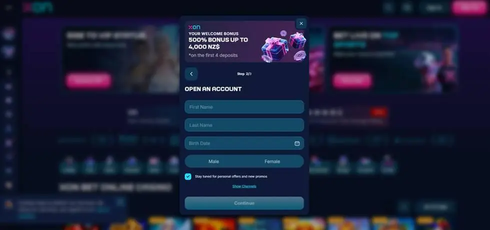 XON.bet login step2