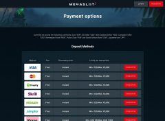 Megaslot Casino Payments and Withdrawal Methods