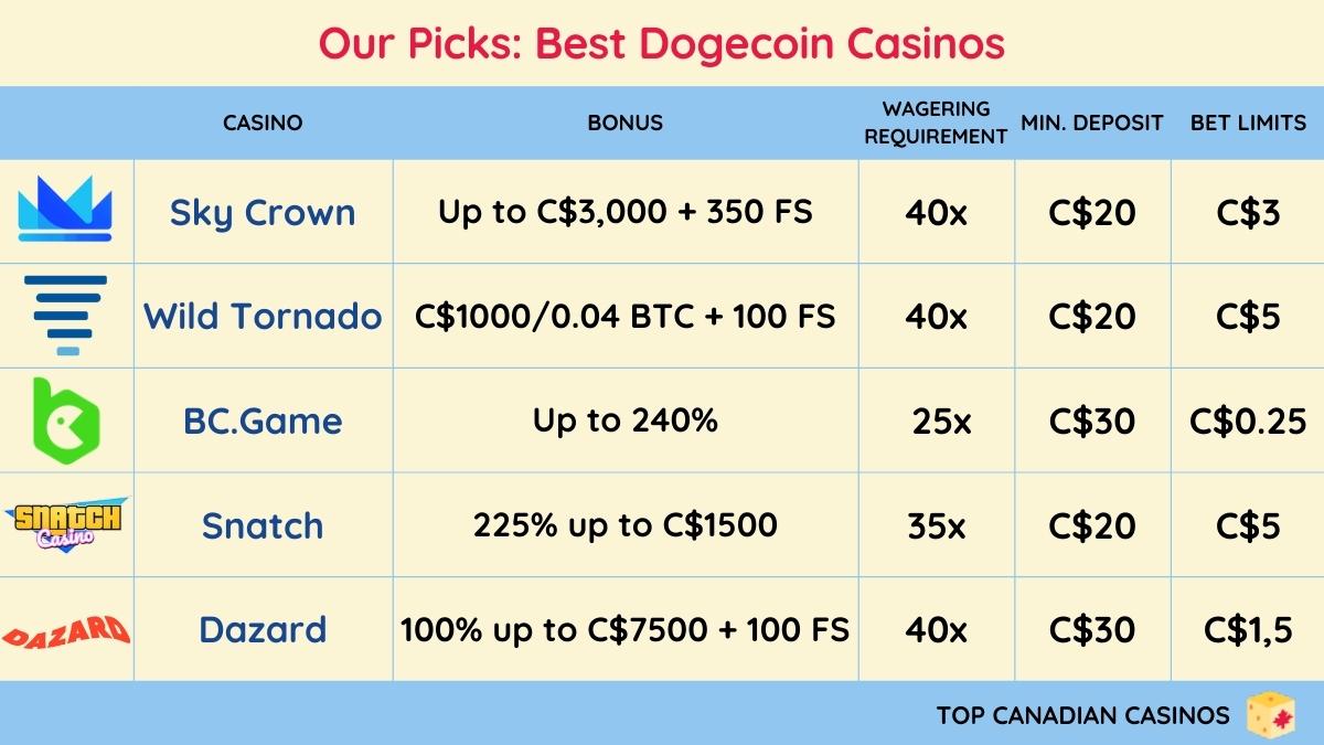 Our Picks Best Dogecoin Casinos