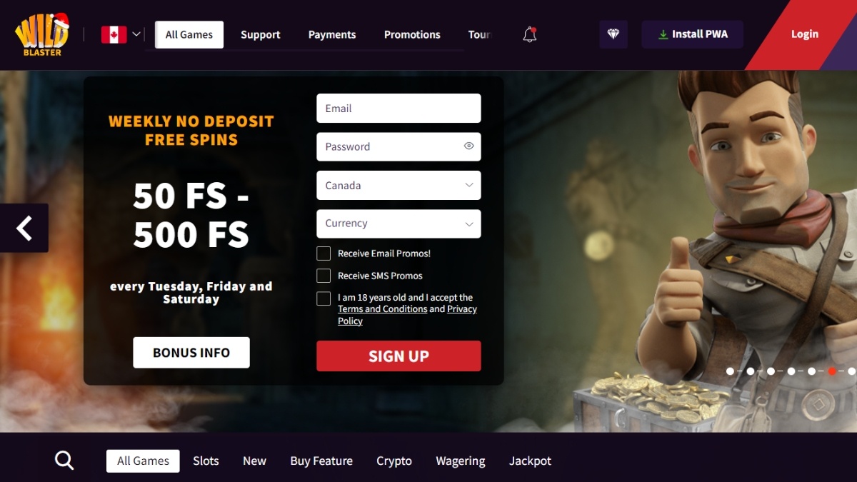 Wildblaster casino free spins